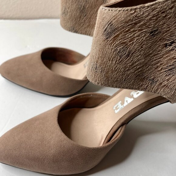 Revolution Indulge Ankle Cuff Heels Sz 7 Taupe 3.5 "Heel Back Zipper Almond Toe - Picture 10 of 15